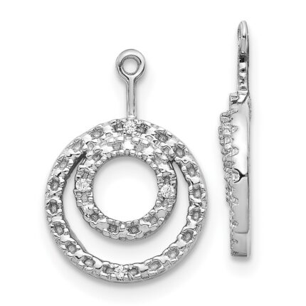 10k White Gold Double Circle Diamond Earring Jackets