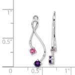 14k White Gold Diamond/Amethyst/Pink Tourmaline Dangle Earring Jackets - Image 3