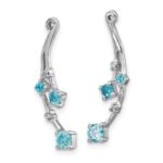 14k White Gold Diamond and Blue Topaz Dangle Earring Jackets - Image 2