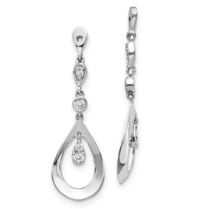 10k White Gold Teardrop Dangle Diamond Earring Jackets