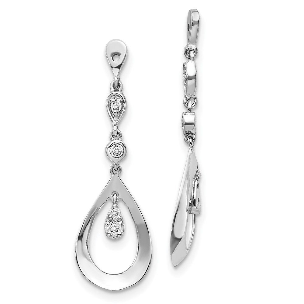 EJM5343-013-WA-1.jpg 14k White Gold 1/8 carat Lab Grown Diamond VS/SI+ G+ Teardrop Dangle Earring Jackets - Image 1