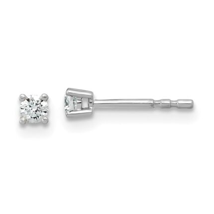 18k White Gold 1/10 carat Lab Grown Diamond VS+ F+ Round Complete Four Prong Stud Earrings