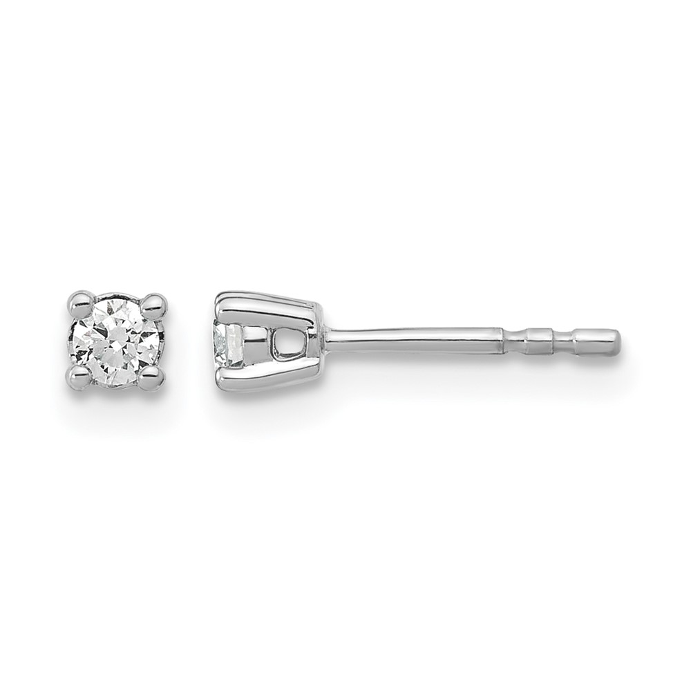 EM1006-015-WAA.jpg 14k White Gold 1/6 carat Lab Grown Diamond VS+ F+ Round Complete Four Prong Heavyweight Stud Earrings - Image 1