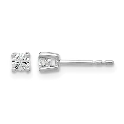14k White Gold 1/5 carat Lab Grown Diamond VS+ F+ Round Complete Four Prong Heavyweight Stud Earrings
