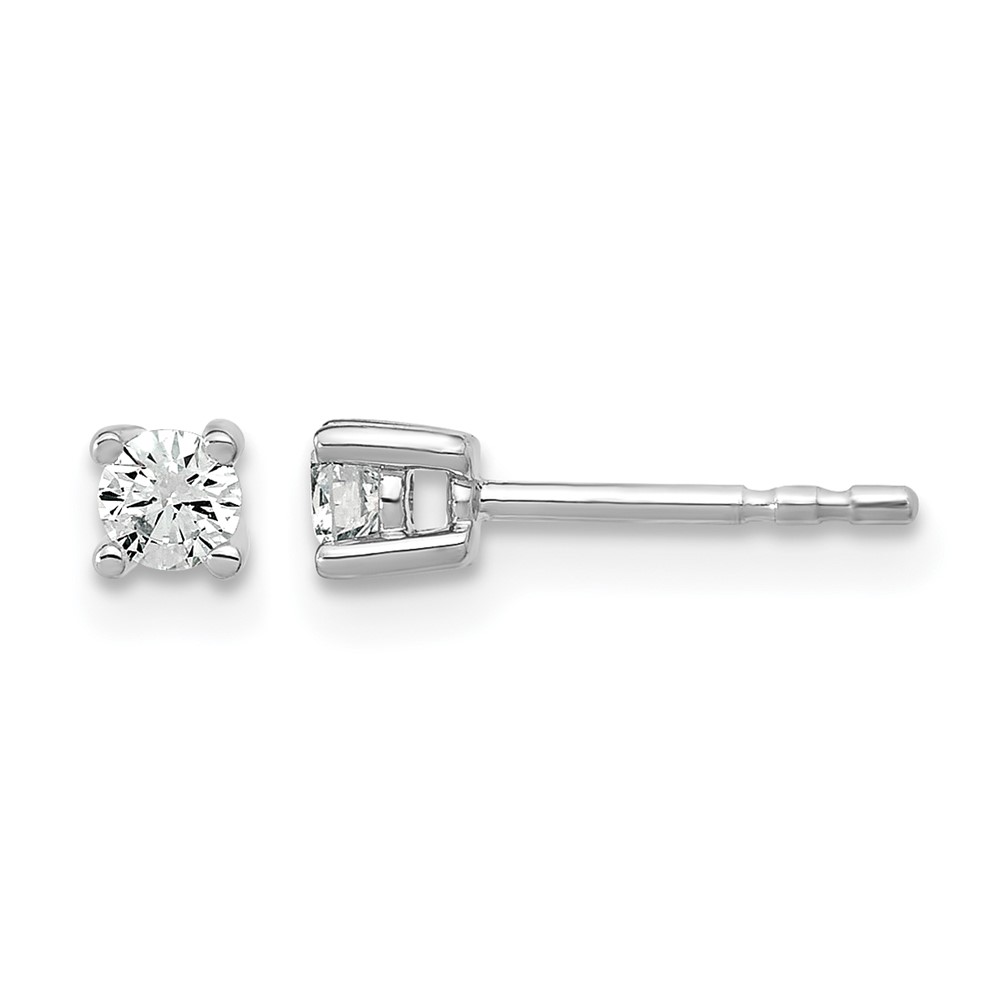 EM1006-020-WAA-6.jpg 14k White Gold 1/5 carat Lab Grown Diamond VS+ F+ Round Complete Four Prong Heavyweight Stud Earrings - Image 1