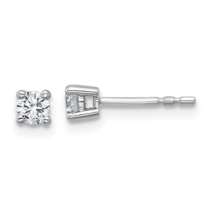 18k White Gold 1/4 carat Lab Grown Diamond VS+ F+ Round Complete Four Prong Stud Earrings
