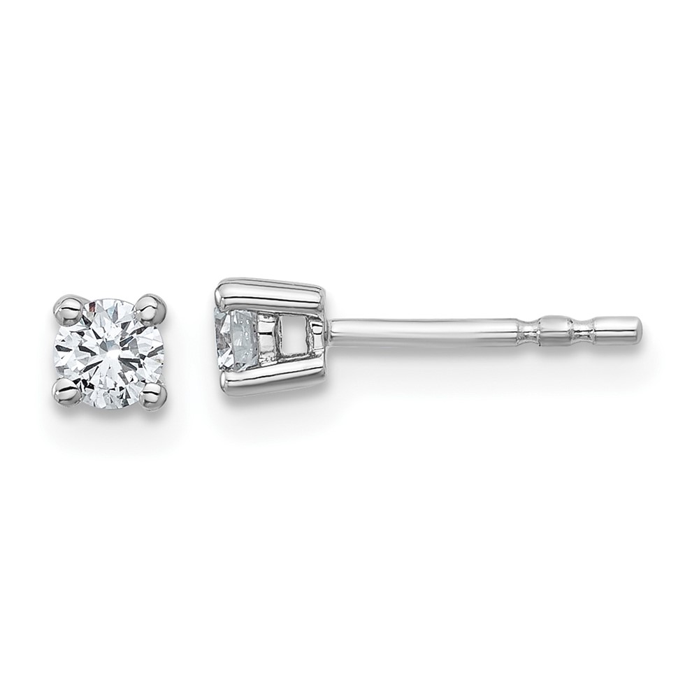 EM1006-025-SSAA.jpg Sterling Silver Rhodium-plated 1/4 carat Lab Grown Diamond VS+ F+ Round Complete Four Prong Stud Earrings - Image 1