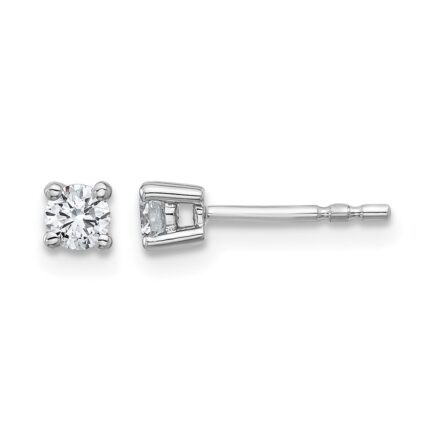 14k White Gold 1/4 carat Certified Lab Grown Diamond VS+ F+ Round Complete Four Prong Heavyweight Stud Earrings