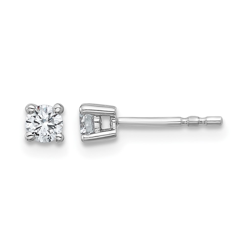 EM1006-025-WAA-5.jpg 14k White Gold 1/4 carat Certified Lab Grown Diamond VS/SI+ G+ Round Complete Four Prong Heavyweight Stud Earrings - Image 1