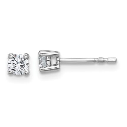 Sterling Silver Rhodium-plated 1/3 carat Lab Grown Diamond VS+ F+ Round Complete Four Prong Stud Earrings