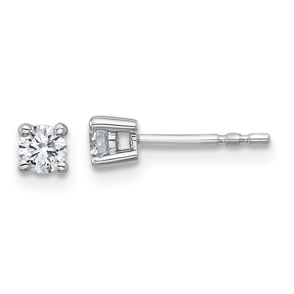 EM1006-033-SSAA.jpg Sterling Silver Rhodium-plated 1/3 carat Lab Grown Diamond VS+ F+ Round Complete Four Prong Stud Earrings - Image 1