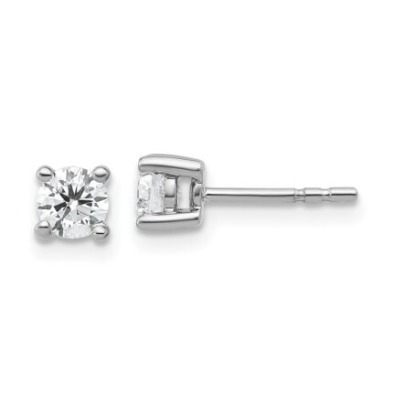 18k White Gold 1/2 carat Lab Grown Diamond VS+ F+ Round Complete Four Prong Stud Earrings