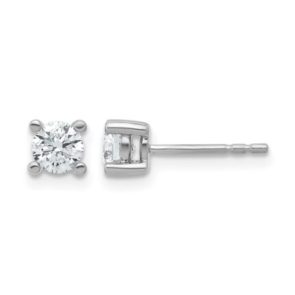 14k White Gold 5/8 carat Lab Grown Diamond VS/SI+ G+ Round Complete Four Prong Heavyweight Stud Earrings