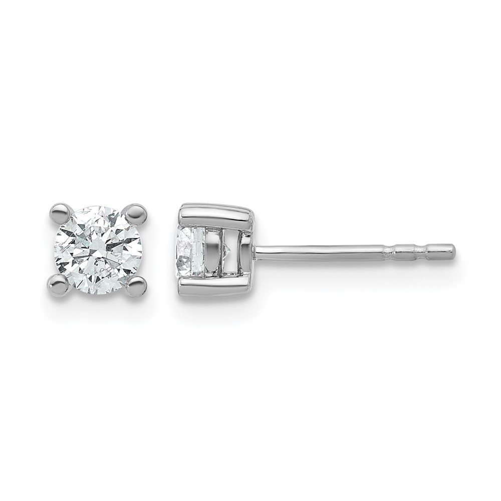 EM1006-066-WAA-1.jpg 14k White Gold 5/8 carat Lab Grown Diamond VS/SI+ G+ Round Complete Four Prong Heavyweight Stud Earrings - Image 1