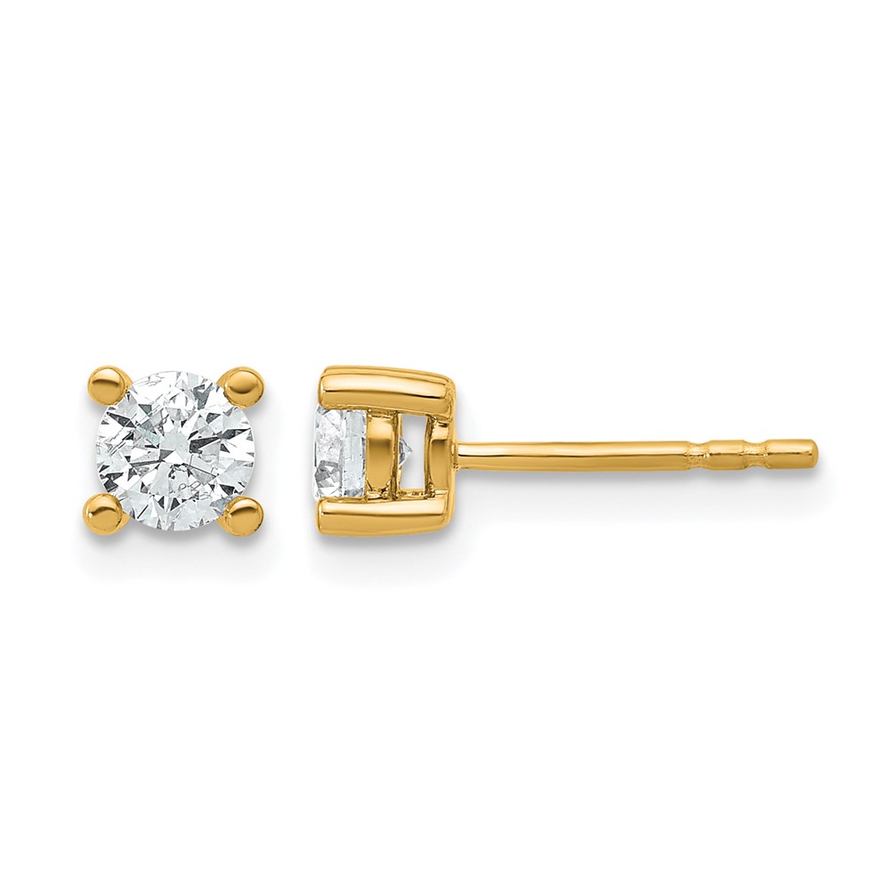 EM1006-066-YAA-5.jpg 14k 5/8 carat Lab Grown Diamond VS+ F+ Round Complete Four Prong Heavyweight Stud Earrings - Image 1