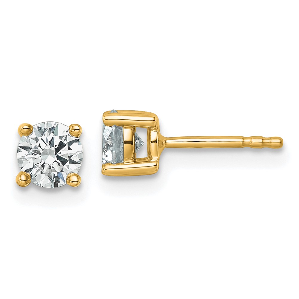 EM1006-075-8YAA.jpg 18k 3/4 carat Lab Grown Diamond VS+ F+ Round Complete Four Prong Stud Earrings - Image 1