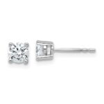 Sterling Silver Rhodium-plated 3/4 carat Lab Grown Diamond VS/SI+ G+ Round Complete Four Prong Stud Earrings