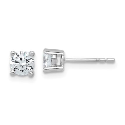 Sterling Silver Rhodium-plated 3/4 carat Lab Grown Diamond VS/SI+ G+ Round Complete Four Prong Stud Earrings