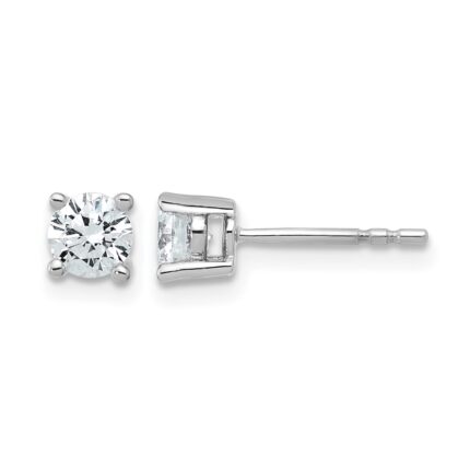 14k White Gold 3/4 carat Certified Lab Grown Diamond VS/SI+ G+ Round Complete Four Prong Heavyweight Stud Earrings