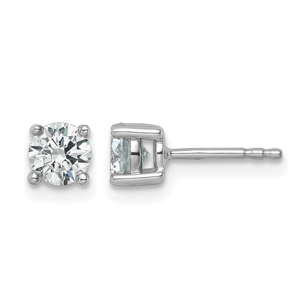 EM1006-087-WAA.jpg 14k White Gold 7/8 carat Lab Grown Diamond VS/SI+ G+ Round Complete Four Prong Heavyweight Stud Earrings - Image 1