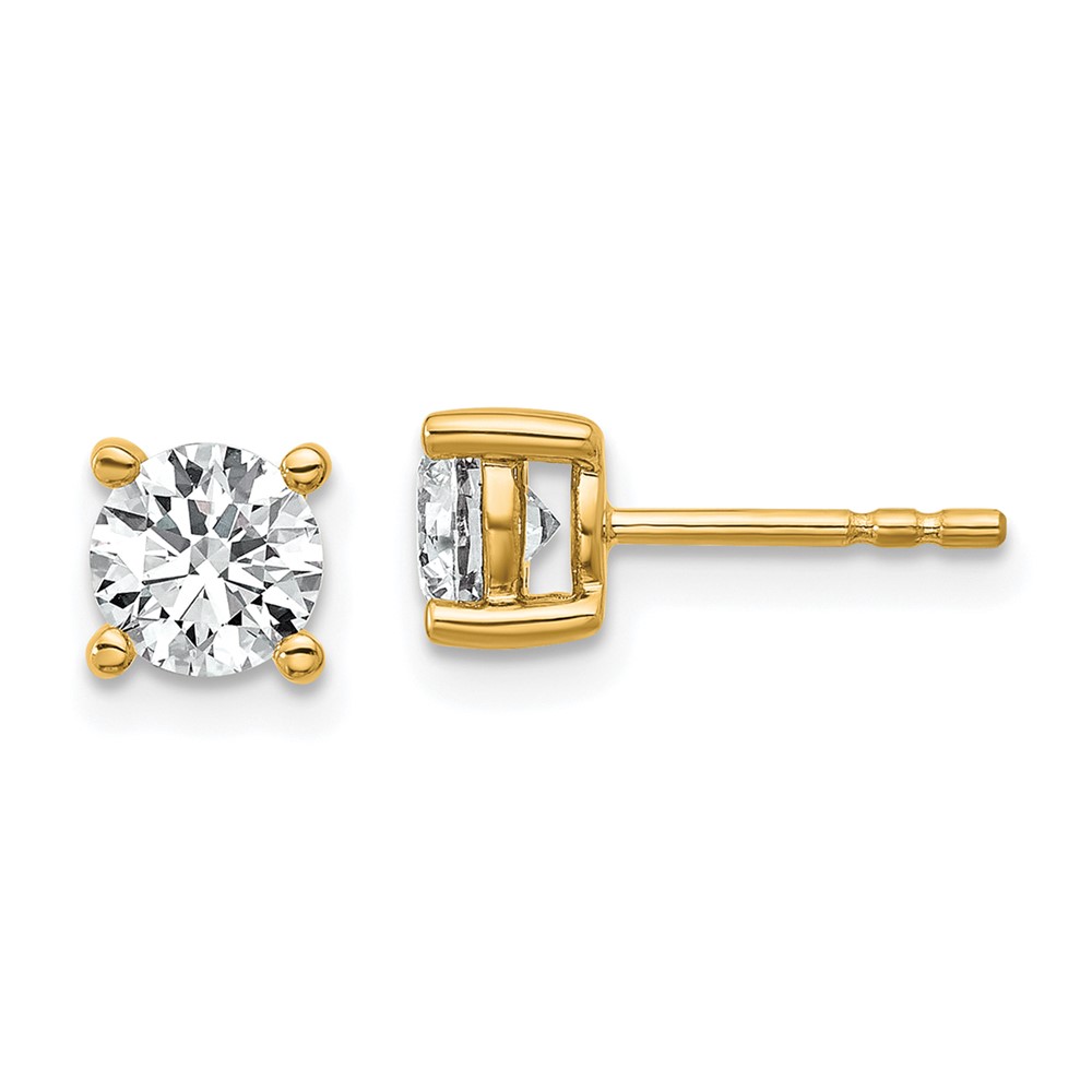 EM1006-100-8YAA-1.jpg 18k 1 carat Certified Lab Grown Diamond VS+ F+ Round Complete Four Prong Stud Earrings - Image 1