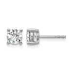14k White Gold 1 carat Lab Grown Diamond VS+ F+ Round Complete Four Prong Heavyweight Stud Earrings