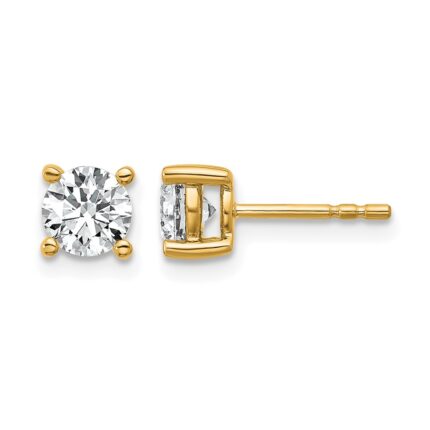 14k 1 carat Certified Lab Grown Diamond VS+ F+ Round Complete Four Prong Heavyweight Stud Earrings