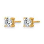 14k 1 carat Certified Lab Grown Diamond VS+ F+ Round Complete Four Prong Heavyweight Stud Earrings - Image 2