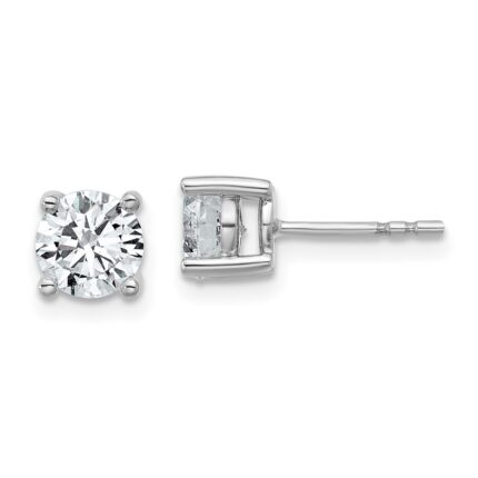 Platinum 1 1/2 carat Certified Lab Grown Diamond VS+ F+ Round Complete Four Prong Stud Earrings