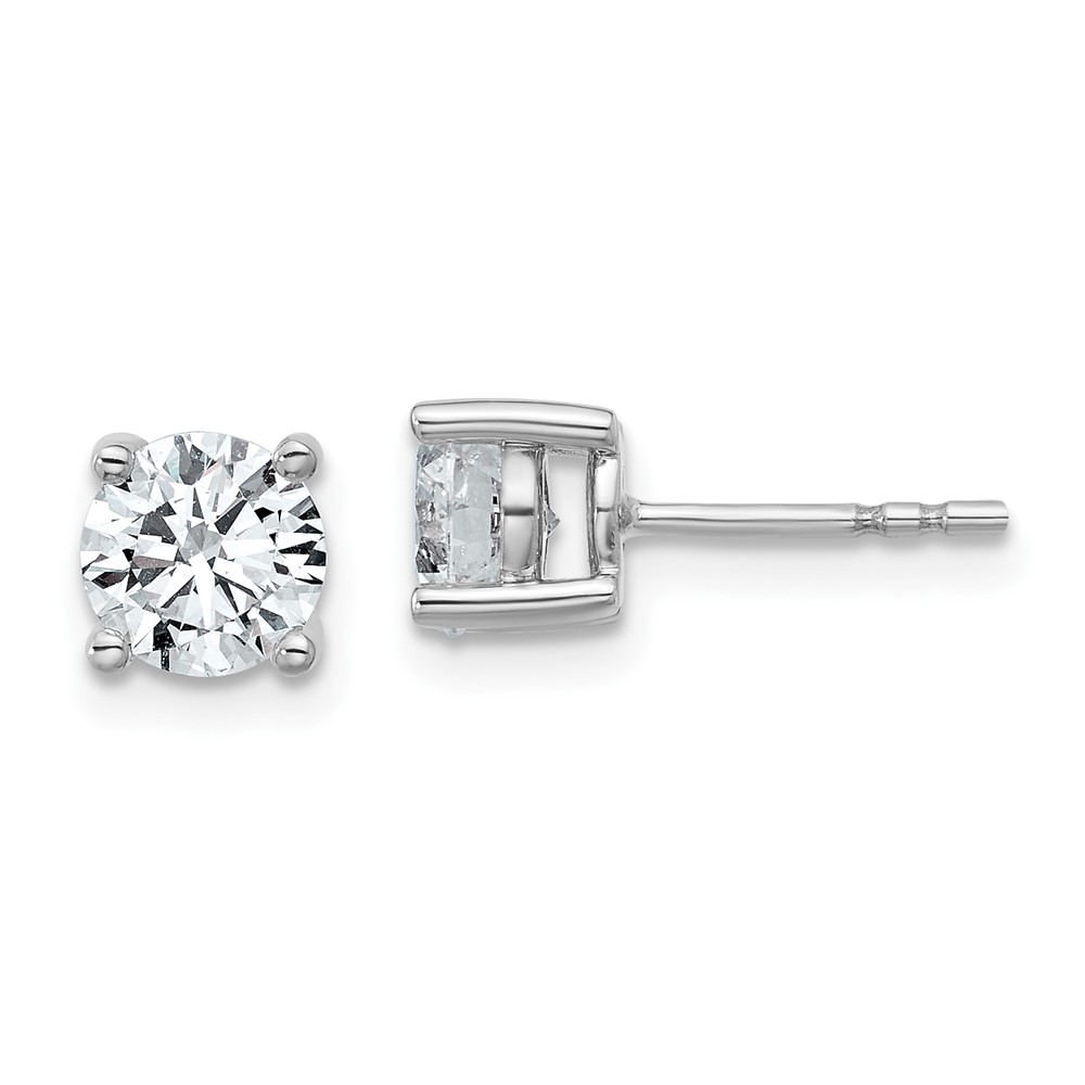 EM1006-150-SSAA.jpg Sterling Silver Rhodium-plated 1 1/2 carat Lab Grown Diamond VS+ F+ Round Complete Four Prong Stud Earrings - Image 1
