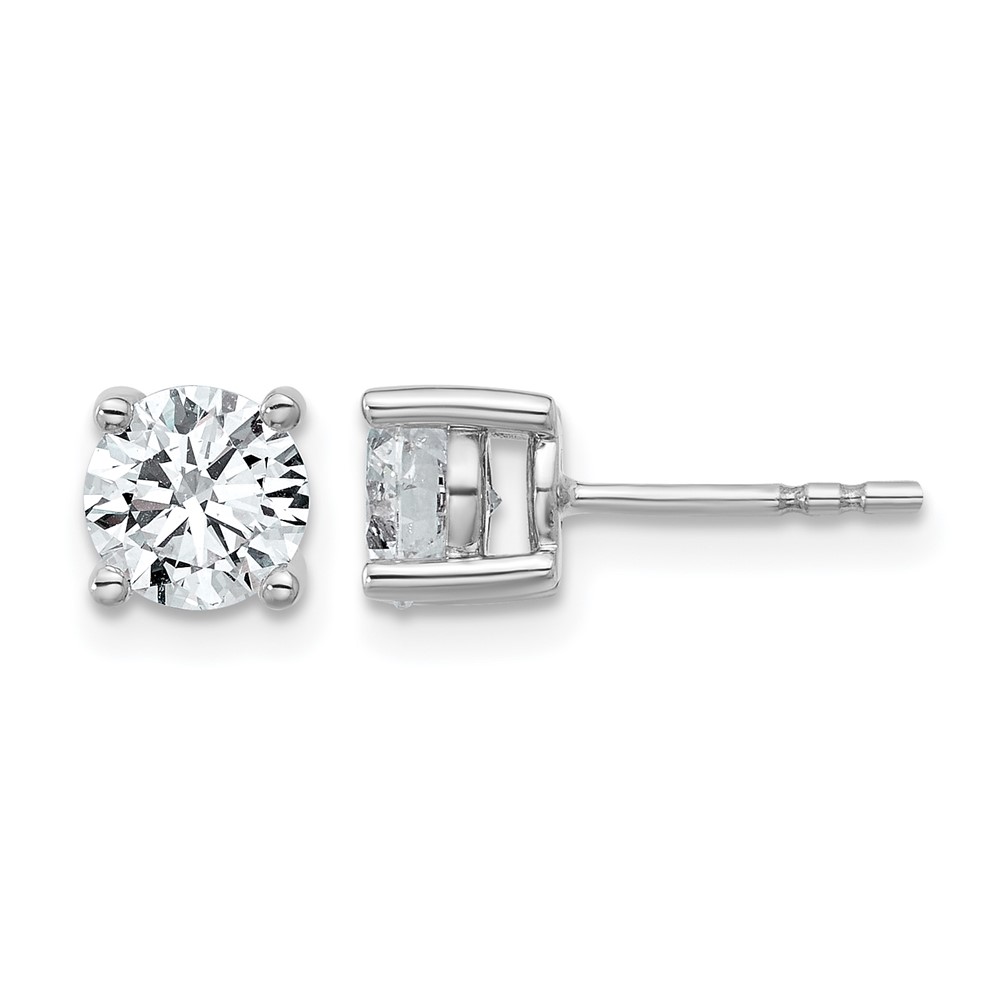 EM1006-150-WAA-5.jpg 14k White Gold 1 1/2 carat Lab Grown Diamond VS+ F+ Round Complete Four Prong Heavyweight Stud Earrings - Image 1