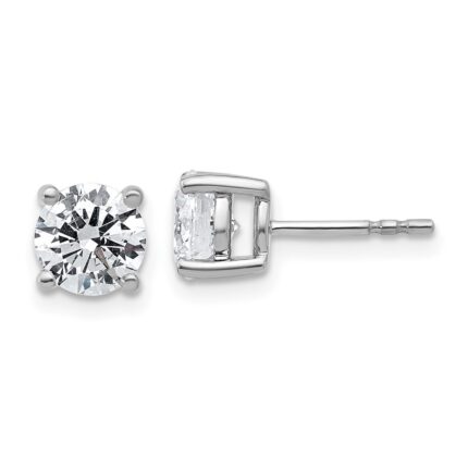 Platinum 2 carat Lab Grown Diamond VS+ F+ Round Complete Four Prong Stud Earrings