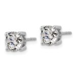 Sterling Silver Rhodium-plated 2 carat Lab Grown Diamond VS+ F+ Round Complete Four Prong Stud Earrings - Image 2