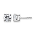 14k White Gold 2 carat Lab Grown Diamond VS/SI+ G+ Round Complete Four Prong Heavyweight Stud Earrings