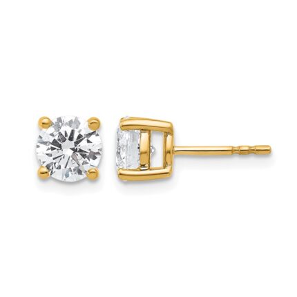 14k 2 carat Certified Lab Grown Diamond VS+ F+ Round Complete Four Prong Heavyweight Stud Earrings