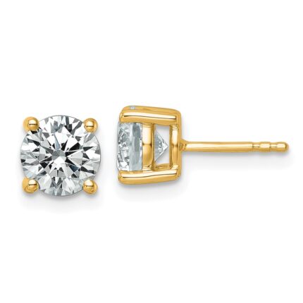 18k 2 1/2 carat Certified Lab Grown Diamond VS+ F+ Round Complete Four Prong Stud Earrings