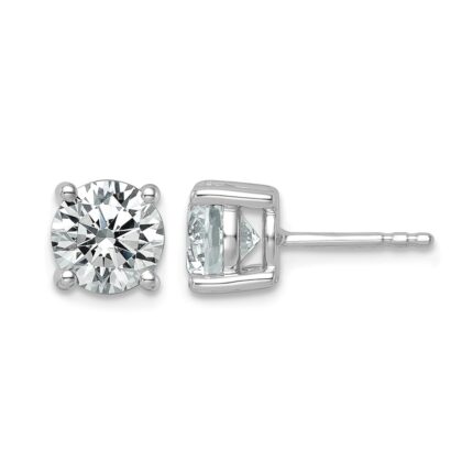 14k White Gold 2 1/2 carat Lab Grown Diamond VS/SI+ G+ Round Complete Four Prong Heavyweight Stud Earrings