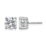 14k White Gold 3 carat Lab Grown Diamond VS/SI+ G+ Round Complete Four Prong Heavyweight Stud Earrings