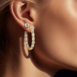 18k 3 carat Lab Grown Diamond VS+ F+ Round Complete Four Prong Stud Earrings - Image 4