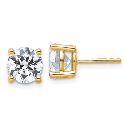 18k 4 carat Lab Grown Diamond VS+ F+ Round Complete Four Prong Stud Earrings