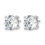 14k White Gold 5 carat Lab Grown Diamond VS+ F+ Round Complete Four Prong Heavyweight Stud Earrings - Image 2