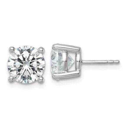 18k White Gold 6 carat Certified Lab Grown Diamond VS+ F+ Round Complete Four Prong Stud Earrings