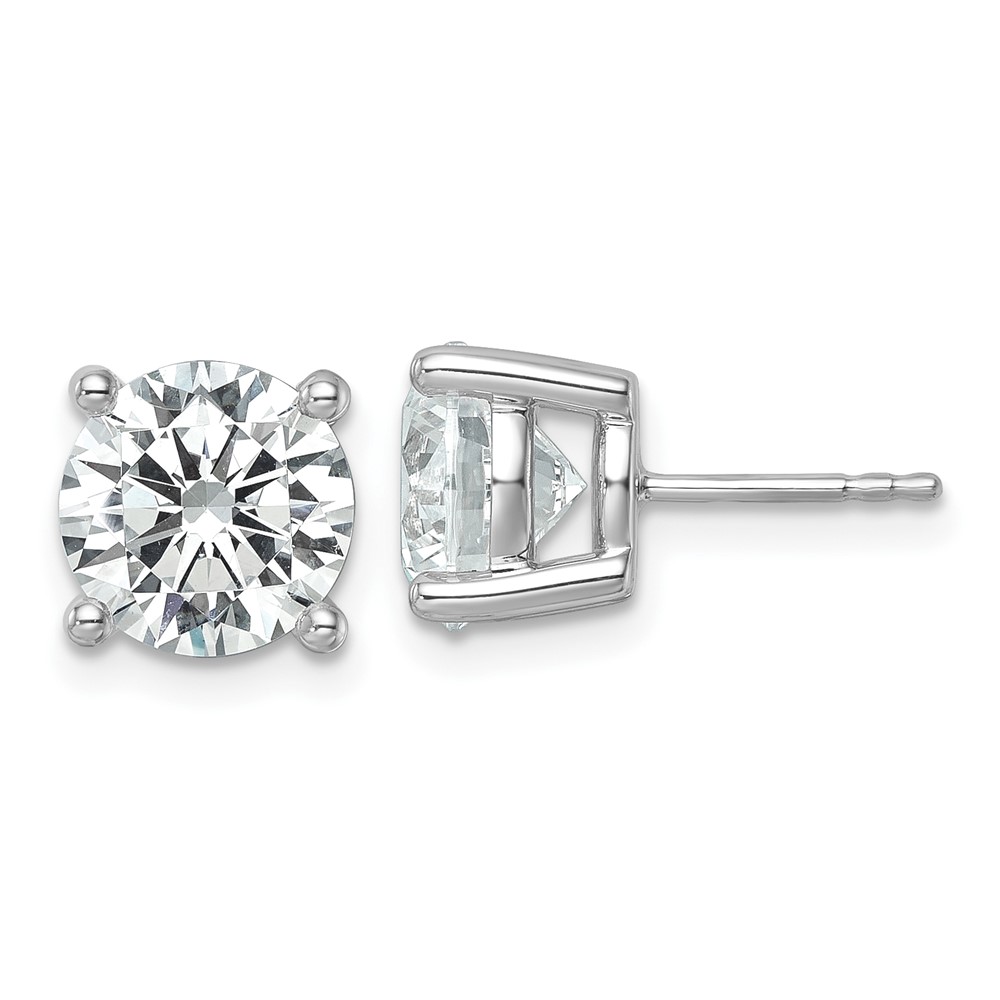 EM1006-600-PLAA-1.jpg Platinum 6 carat Lab Grown Diamond VS+ F+ Round Complete Four Prong Stud Earrings - Image 1