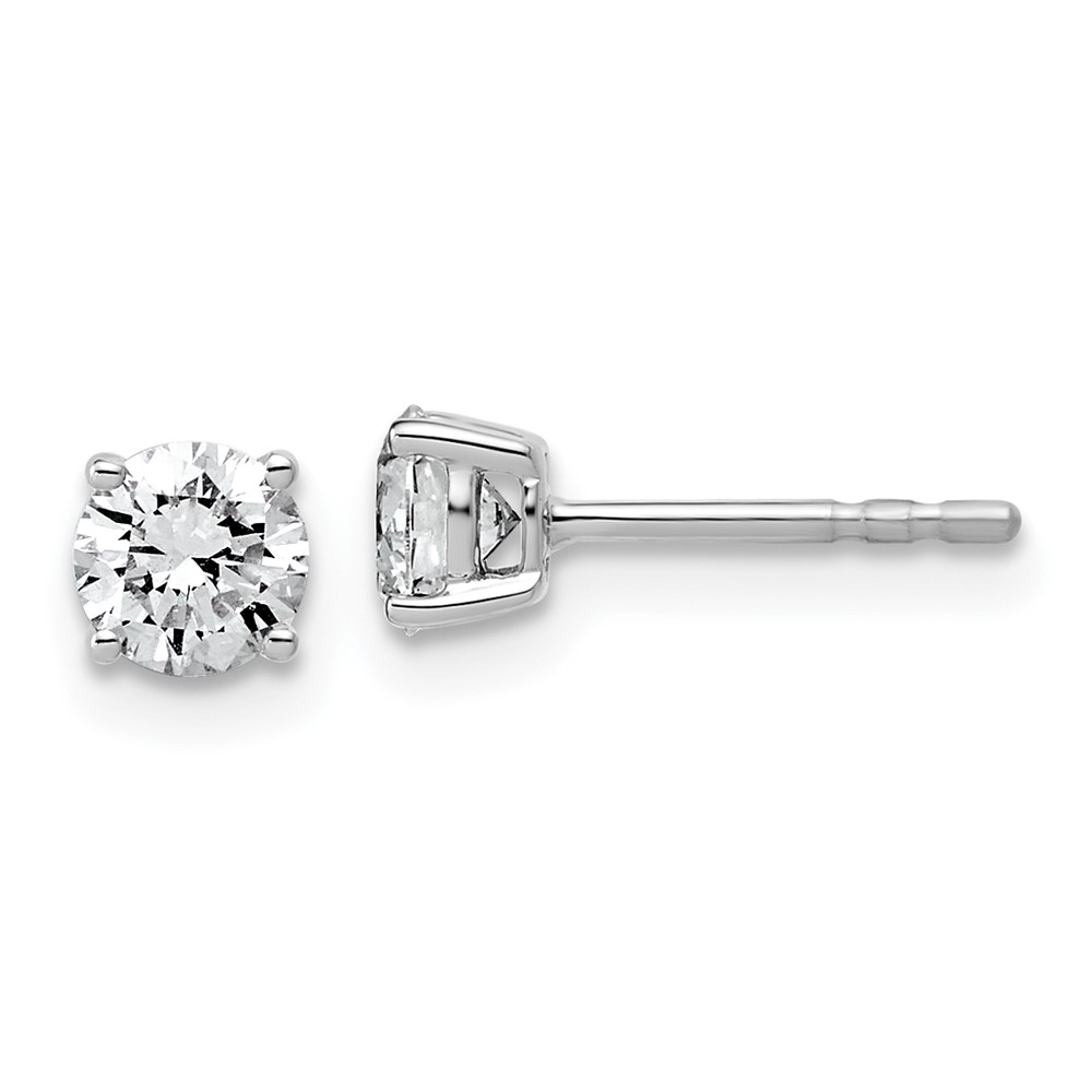 EM1006L-075-WAA-1.jpg 14k White Gold 3/4 carat Lab Grown Diamond VS/SI+ G+ Round Complete Four Prong Lightweight Stud Earrings - Image 1
