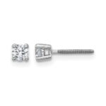 14k White Gold 1/4 carat Lab Grown Diamond VS+ F+ Round Complete Four Prong Screwback Heavyweight Stud Earrings