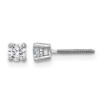 14k White Gold 1/3 carat Lab Grown Diamond VS+ F+ Round Complete Four Prong Screwback Heavyweight Stud Earrings