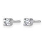 14k White Gold 1/3 carat Lab Grown Diamond VS/SI+ G+ Round Complete Four Prong Screwback Heavyweight Stud Earrings - Image 2