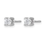 14k White Gold 1/2 carat Lab Grown Diamond VS/SI+ G+ Round Complete Four Prong Screwback Heavyweight Stud Earrings - Image 2