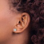 14k White Gold 1 carat Lab Grown Diamond VS+ F+ Round Complete Four Prong Screwback Heavyweight Stud Earrings - Image 3