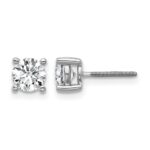 14k White Gold 1 carat Lab Grown Diamond VS/SI+ G+ Round Complete Four Prong Screwback Heavyweight Stud Earrings